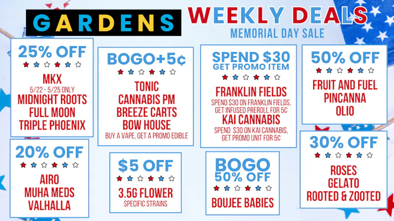 Urban Gardens Weekly Deals May 21st - 28th