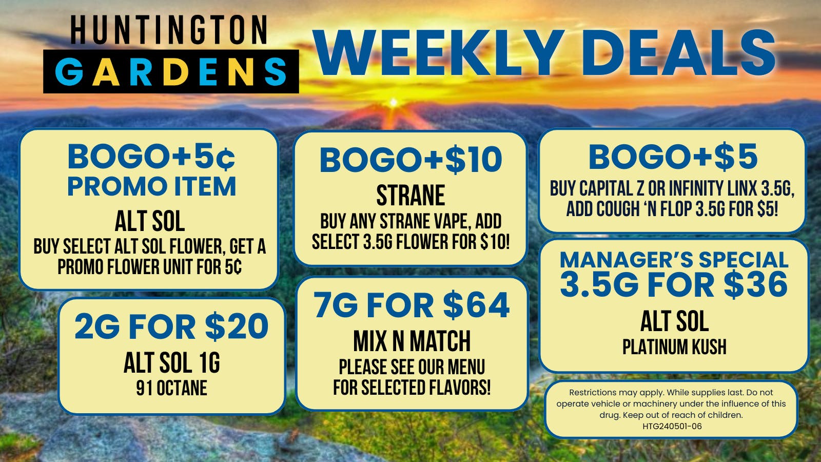 Huntington Gardens Weekly Deals May 21st - 28th