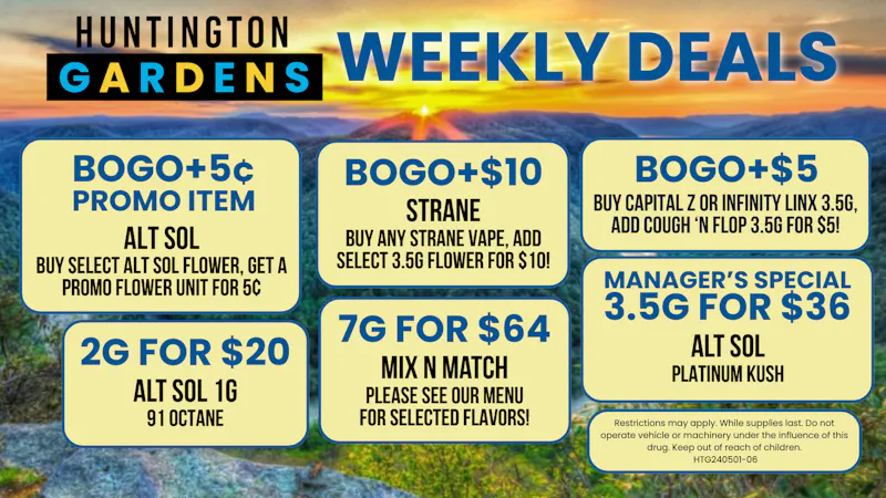 Huntington Gardens Weekly Deals May 21st - 28th