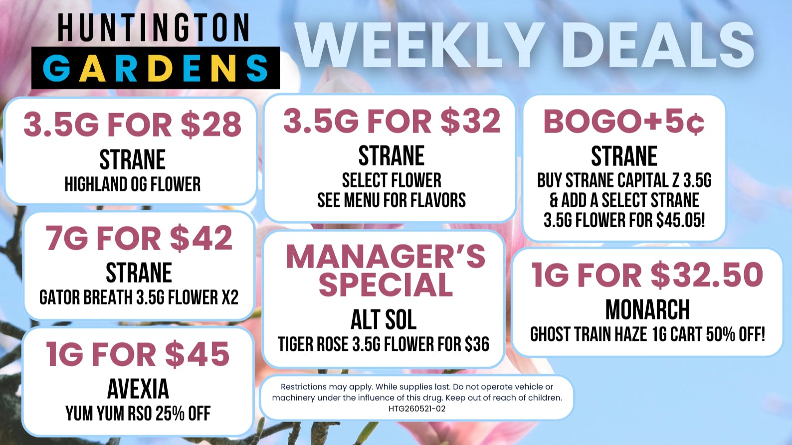 Huntington Gardens Weekly Deals 5/28 - 6/4