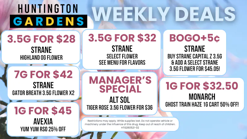 Huntington Gardens Weekly Deals 5/28 - 6/4