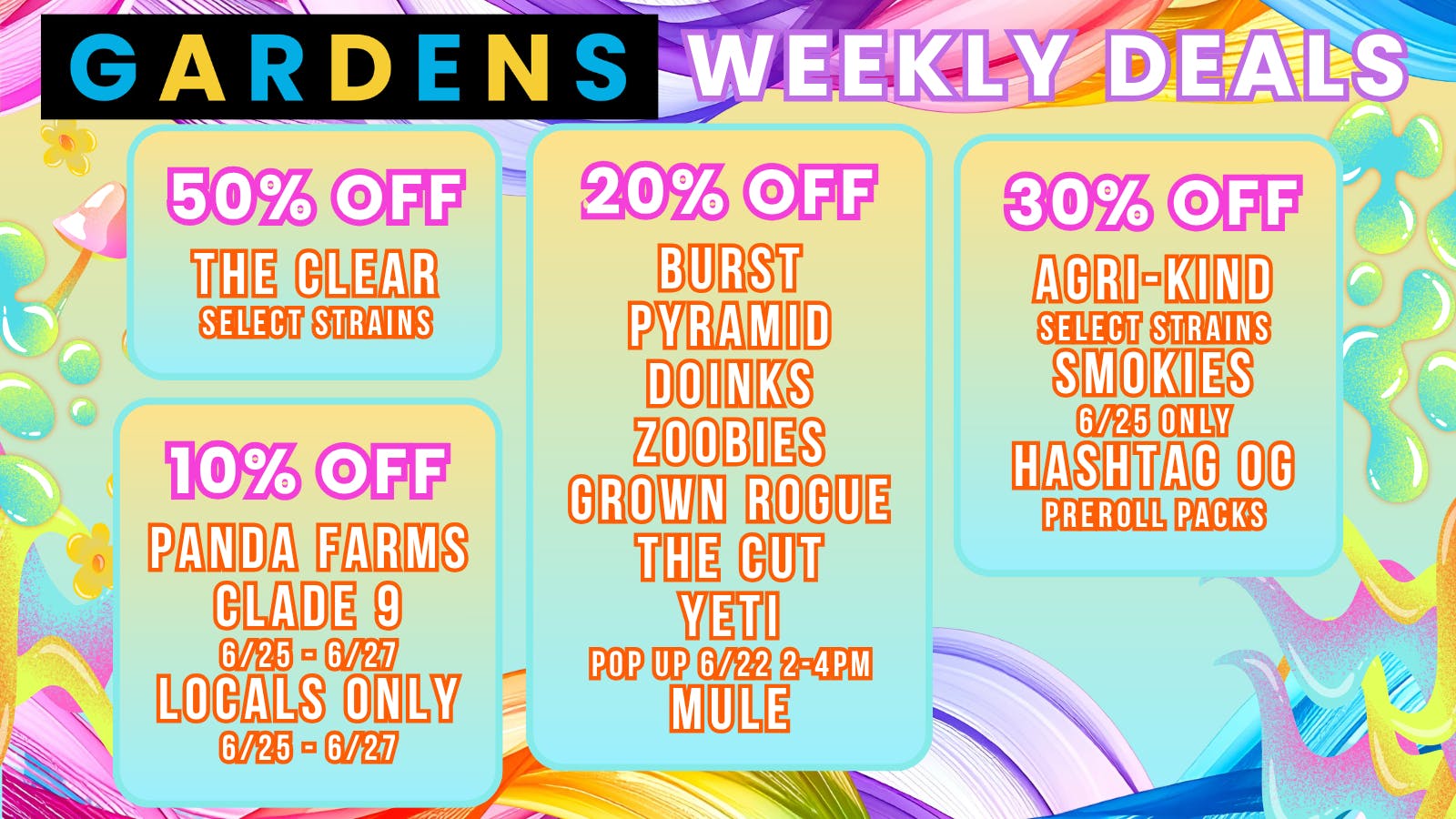 Garfield Gardens Dispensary Weekly Deals 6/25 - 7/2