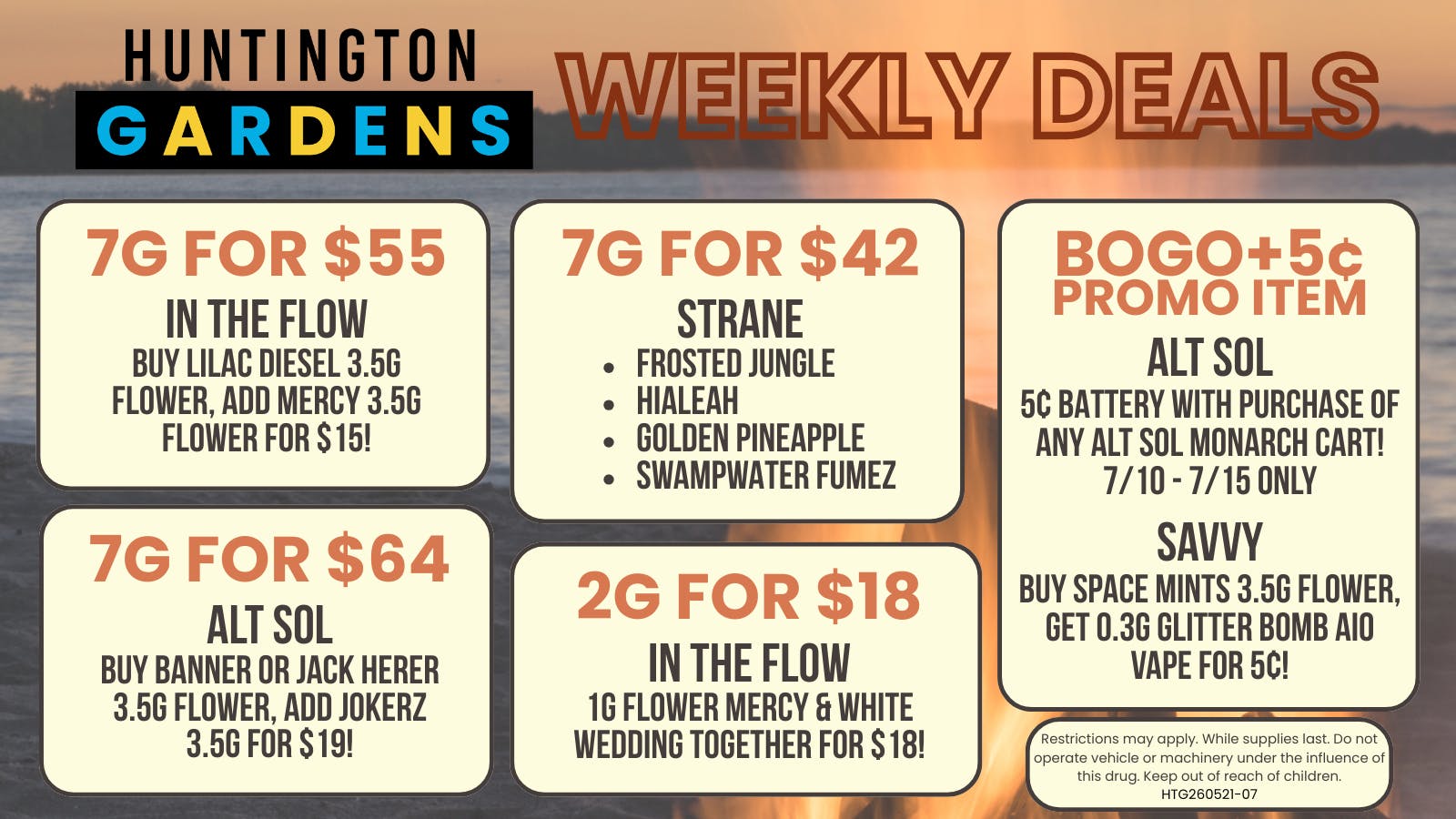 Huntington Gardens Weekly Deals 7/9 - 7/16