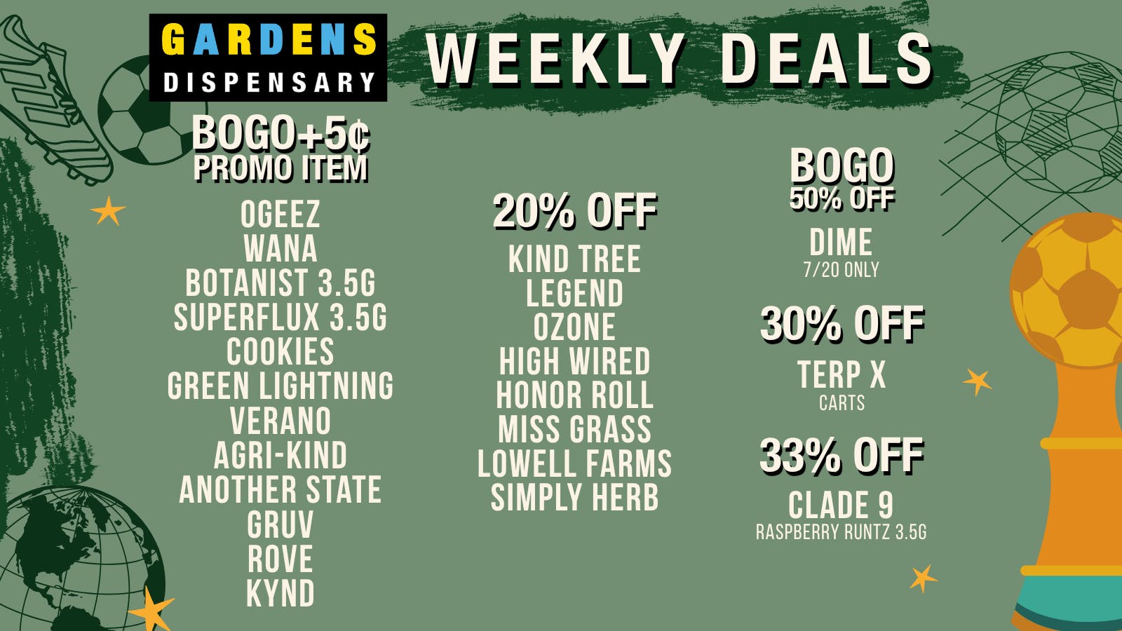 Garfield Gardens Dispensary Weekly Deals 7/16 - 7/23
