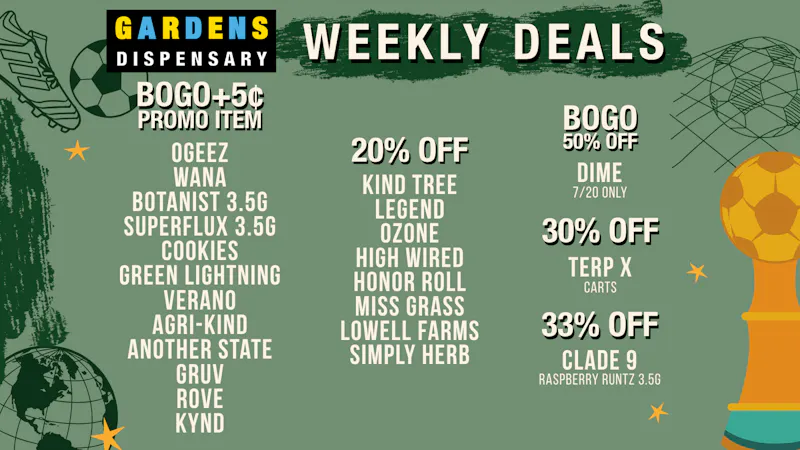 Garfield Gardens Dispensary Weekly Deals 7/16 - 7/23