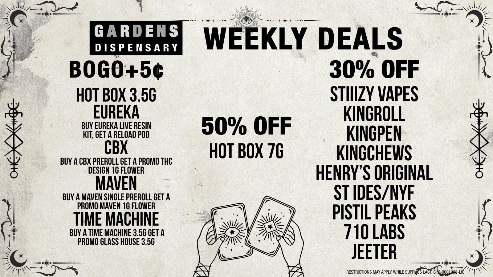 GARDENS DISPENSARY RELEAF ON VINE Weekly Deals 7/30 - 8/6