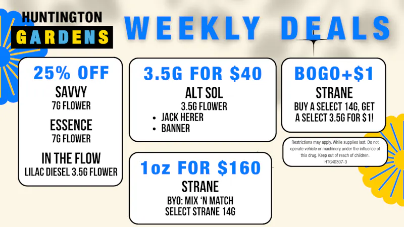 Huntington Gardens Weekly Deals 8/6 - 8/13