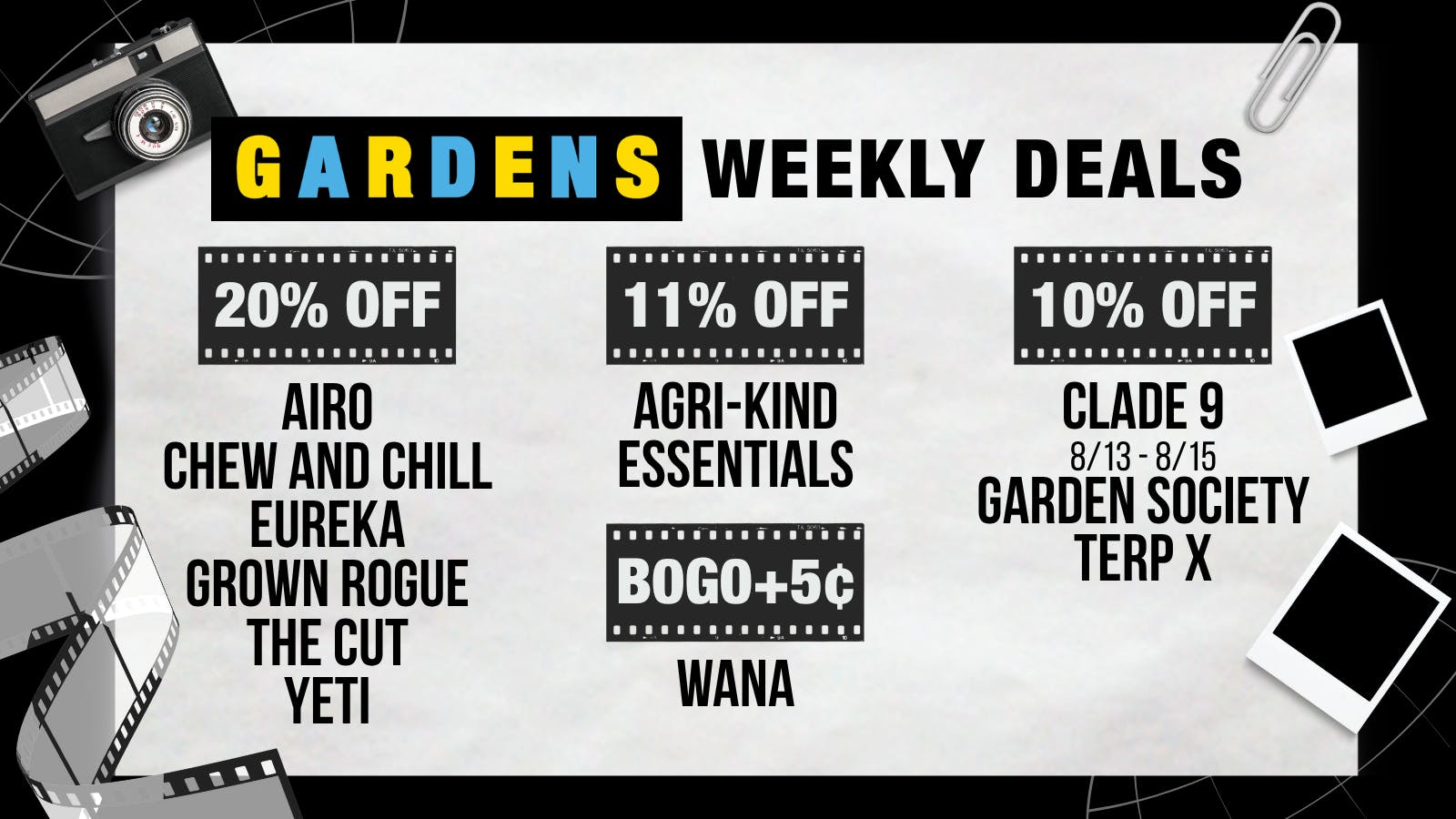 Garfield Gardens Dispensary Weekly Deals 8/13 - 8/20