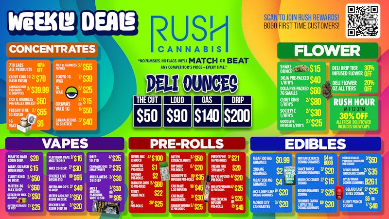 Rush Cannabis 🚀 Don’t Walk… RUSH to These Deals! 🌿🔥