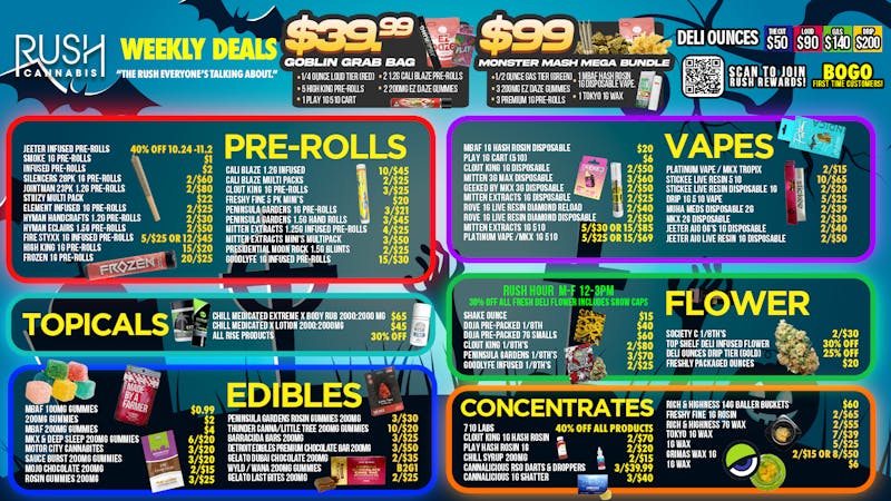 Rush Cannabis 🎃 RUSH INTO SPOOKY SAVINGS ALL WEEK LONG! 👻