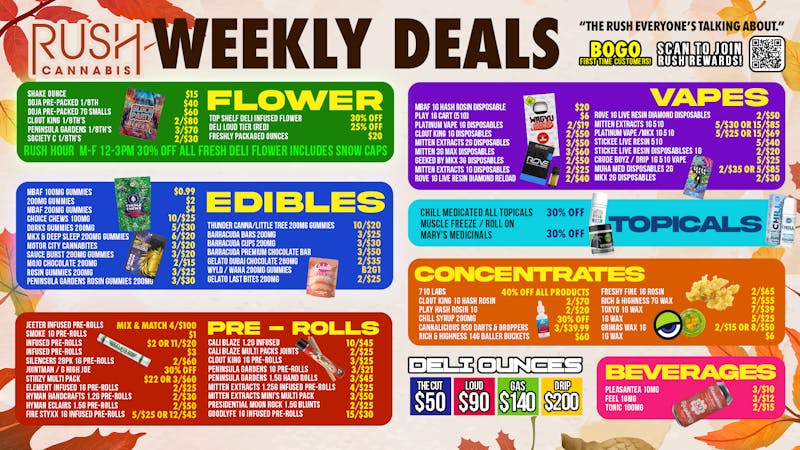 Rush Cannabis - Saline 🔥 Rush Weekly Deals – Save Big on Every Category!