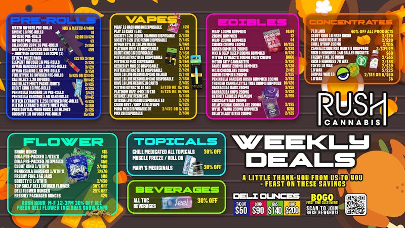 Rush Cannabis - Oxford Rush Cannabis Weekly Deals Blowout! 🔥🍁