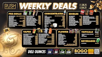 Rush Cannabis - Saline Rush Cannabis Weekly Deals Nov 28 Through Dec 4 🎉