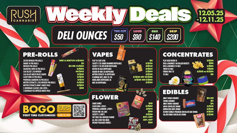 Rush Cannabis Rush Weekly Deals Drop: Big Savings All Week Long