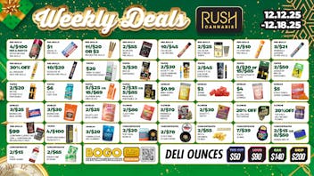 Rush Cannabis Rush Cannabis Weekly Deals 🎄 12/12 - 12/18!