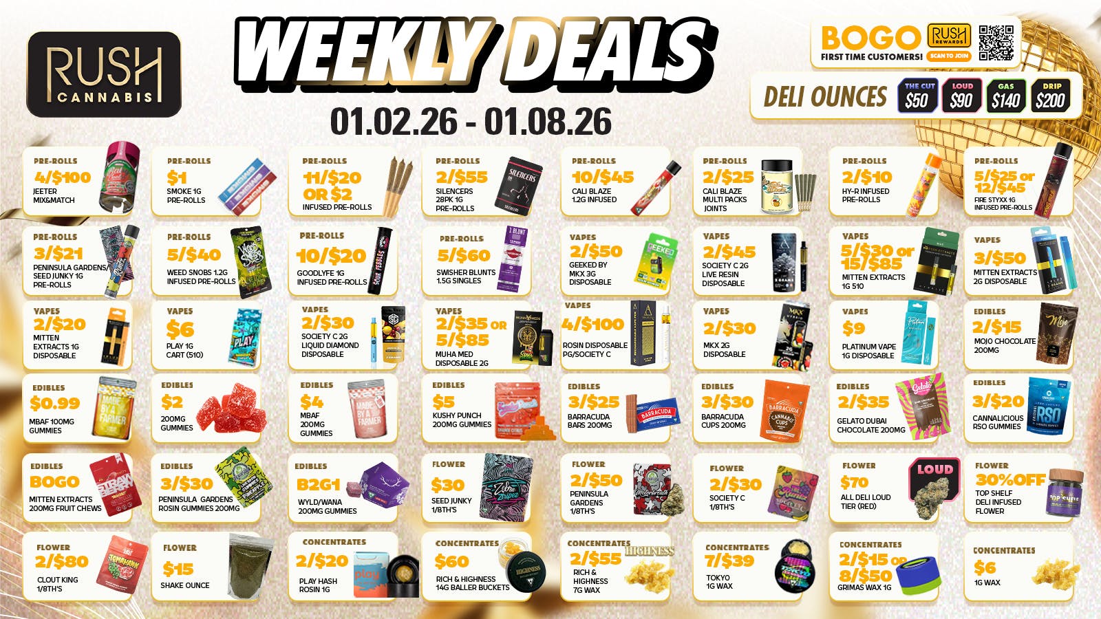 Rush Cannabis Rush Weekly Deals Packed With Fresh Savings Go Now