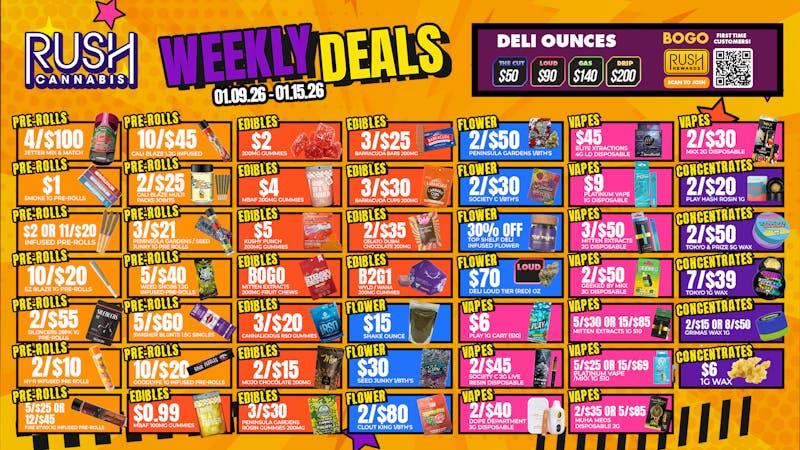 Rush Cannabis - Saline Rush Weekly Deals Packed With Big Savings Inside🔥