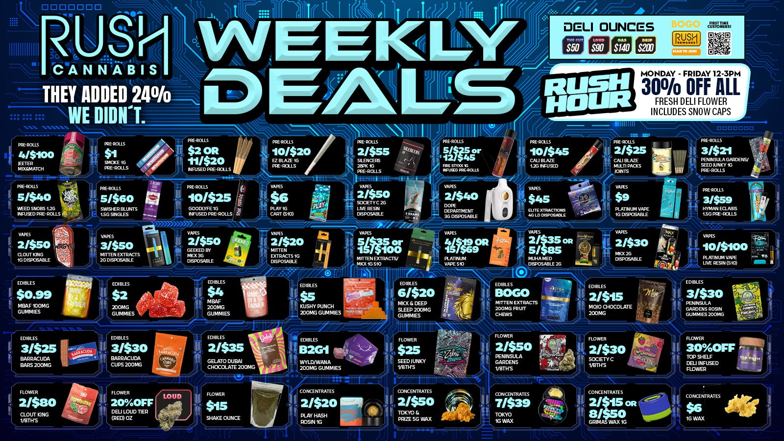 Rush Cannabis Rush Cannabis Weekly Deals Packed With Savings Now
