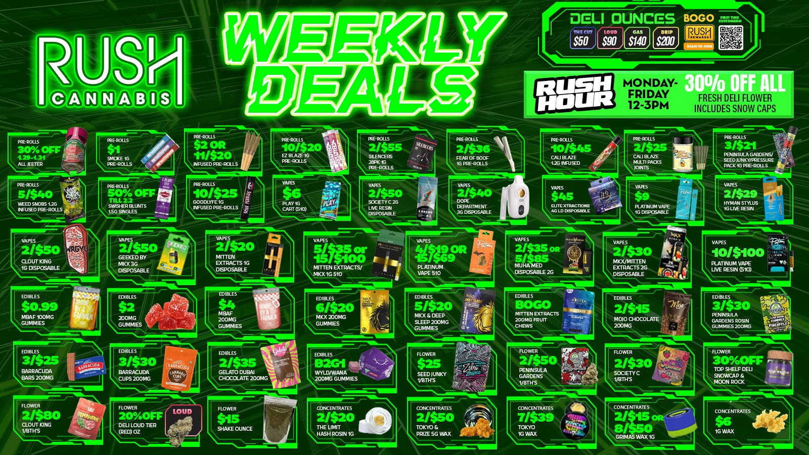 Rush Cannabis - Saline Rush Weekly Deals Glow Green With Savings 💚😎