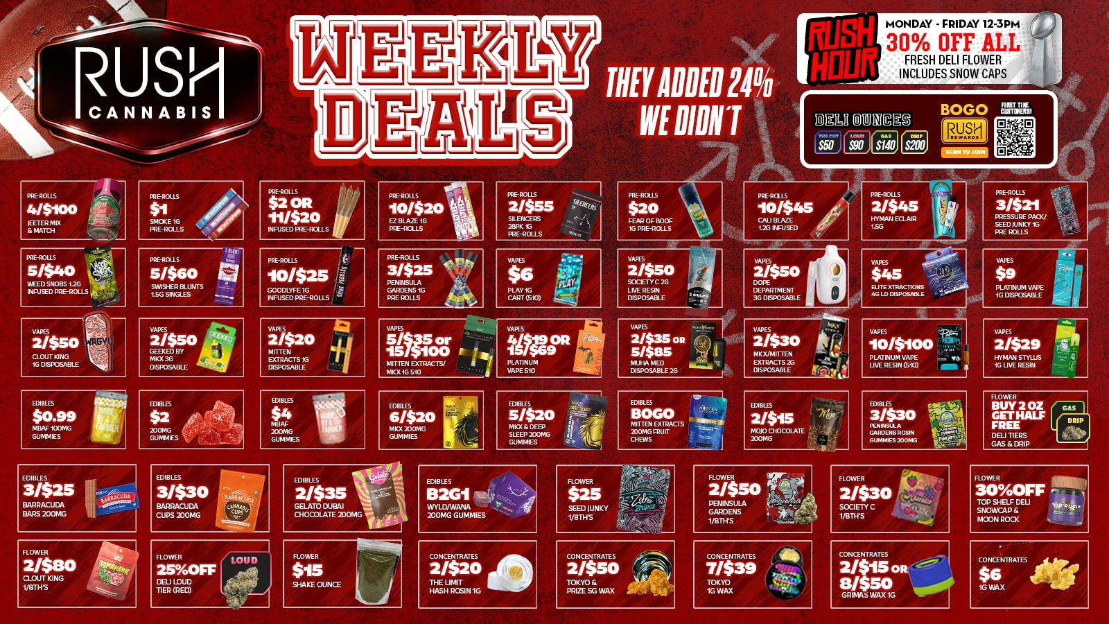 Rush Cannabis - Saline Rush Weekly Deals Loaded With Massive Savings 🏈🔥