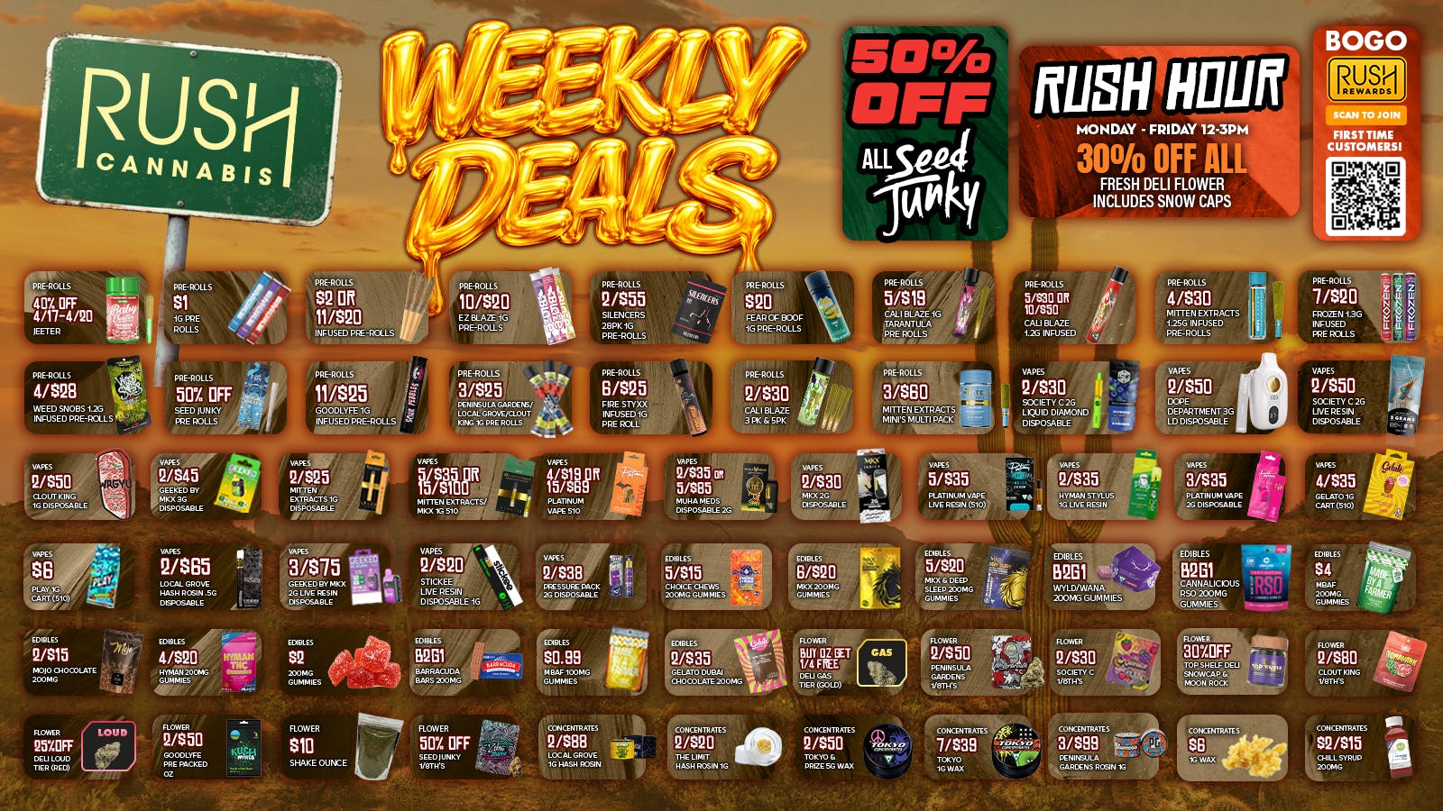 Rush Cannabis Rush Weekly Deals: 50% Off & Rush Hour Deals!