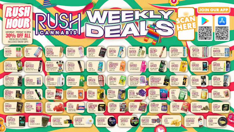 Rush Cannabis - Oxford Rush Weekly Deals: 50% Off & Rush Hour Picks!
