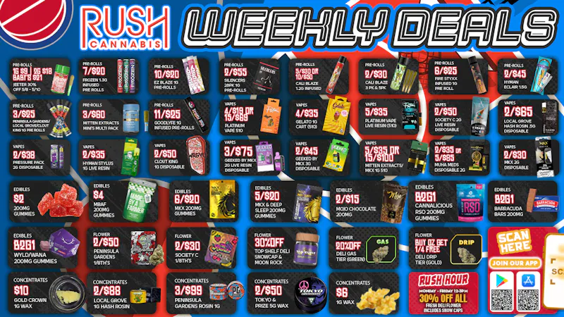 Rush Cannabis Rush Weekly Deals: Big Savings All Week Long!