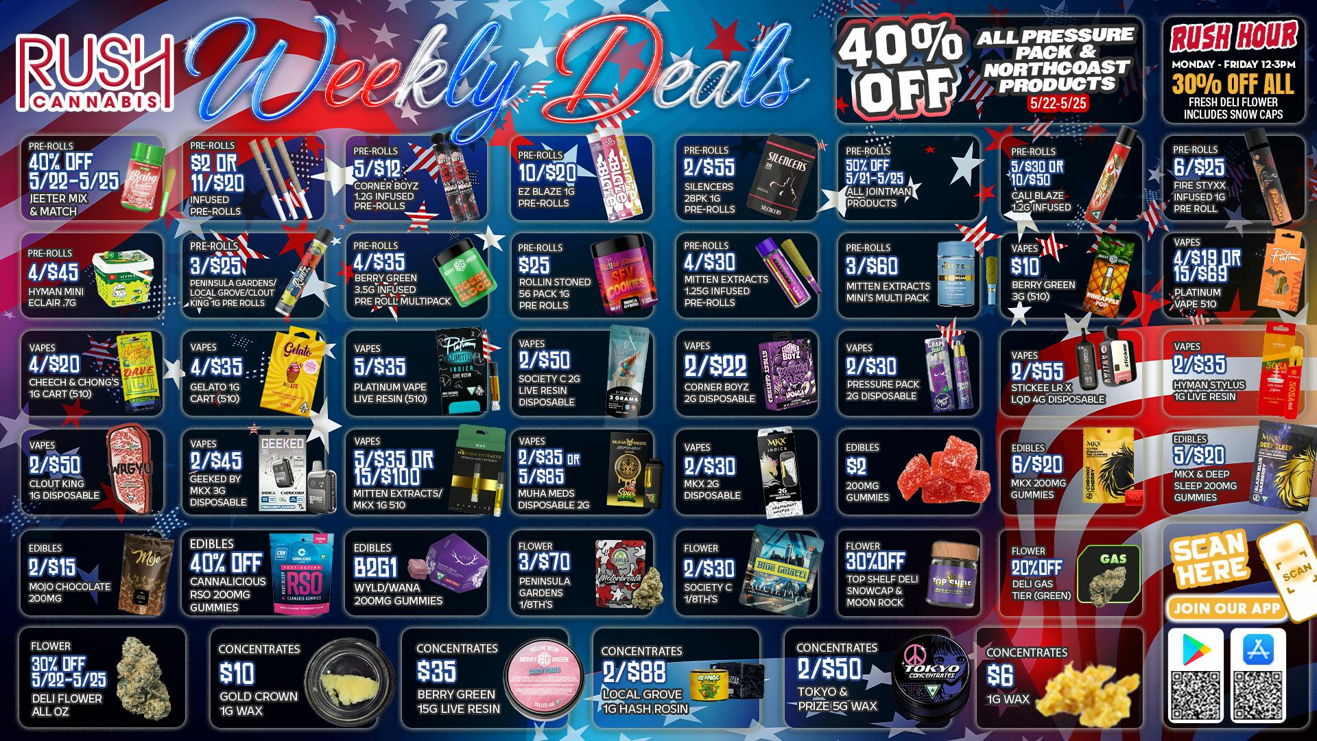 Rush Cannabis - Oxford Rush Weekly Deals: Memorial Savings All Week Long!