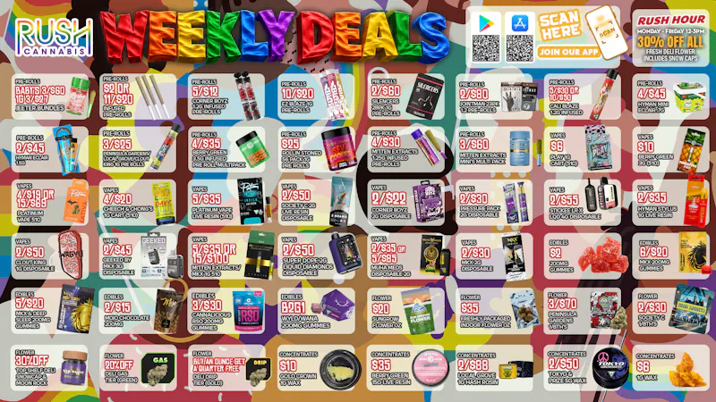 Rush Cannabis Rush Weekly Deals: Colorful Savings All Week Long!