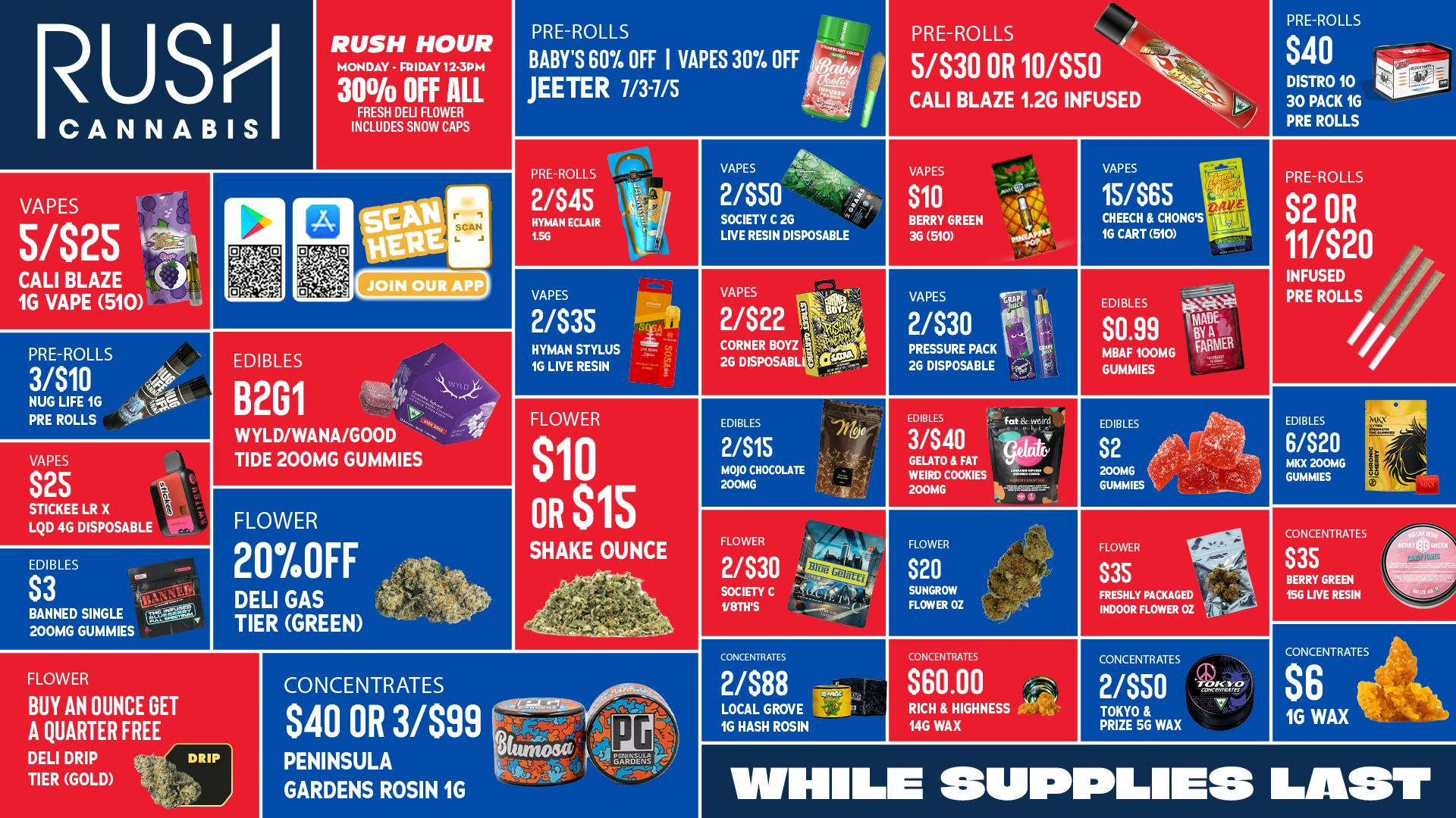 Rush Cannabis Rush Weekly Deals: Red, White & Blue Savings Today
