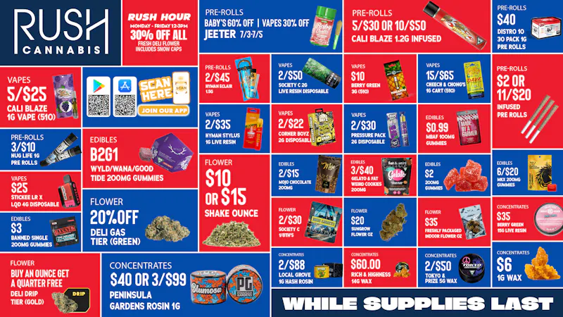 Rush Cannabis Rush Weekly Deals: Red, White & Blue Savings Today