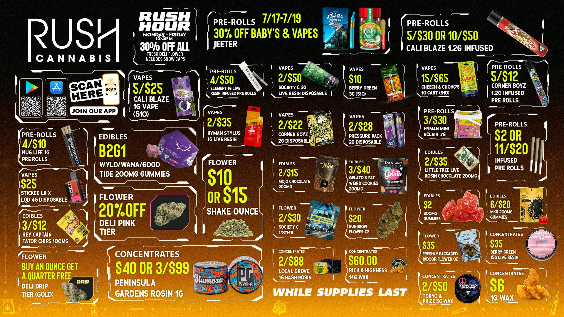Rush Cannabis Rush Weekly Deals: Hot Savings While Supplies Last