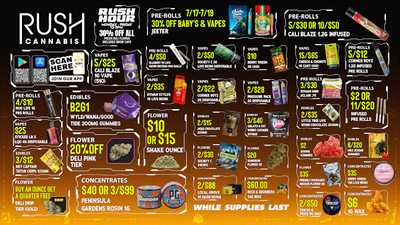 Rush Cannabis Rush Weekly Deals: Hot Savings While Supplies Last