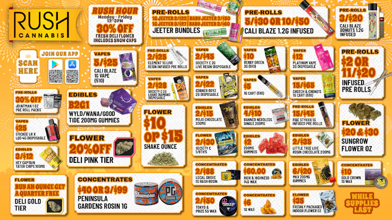 Rush Cannabis Rush Weekly Deals: Golden Savings While Deals Last