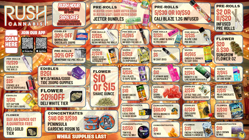 Rush Cannabis - Oxford Rush Weekly Deals: Hot Savings While Supplies Last