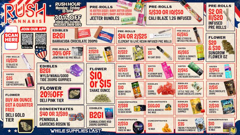 Rush Cannabis - Saline Rush Weekly Deals: Star Spangled Savings All Week!