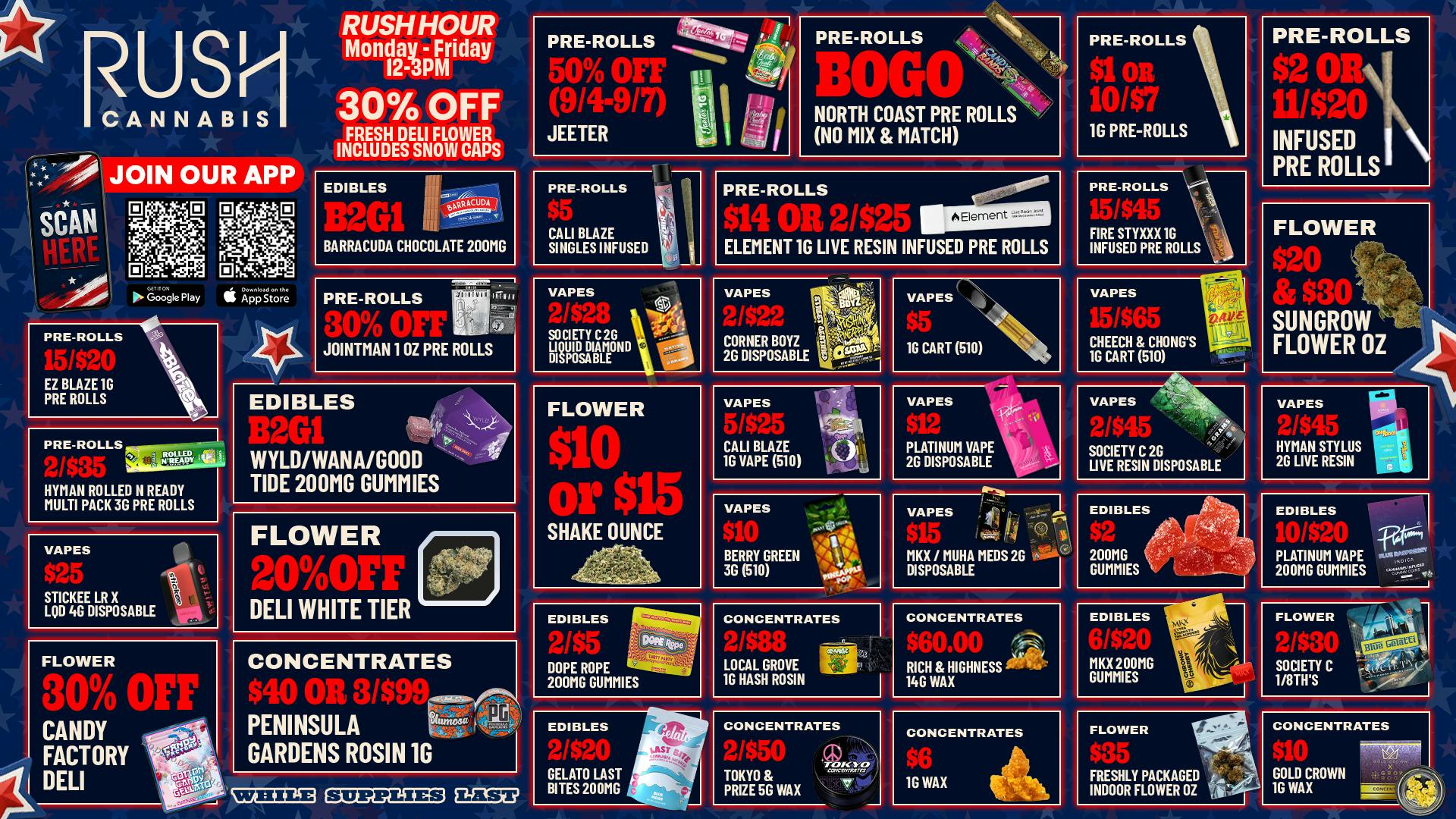 Rush Cannabis Rush Weekly Deals: Labor Day Savings Are Live Now!