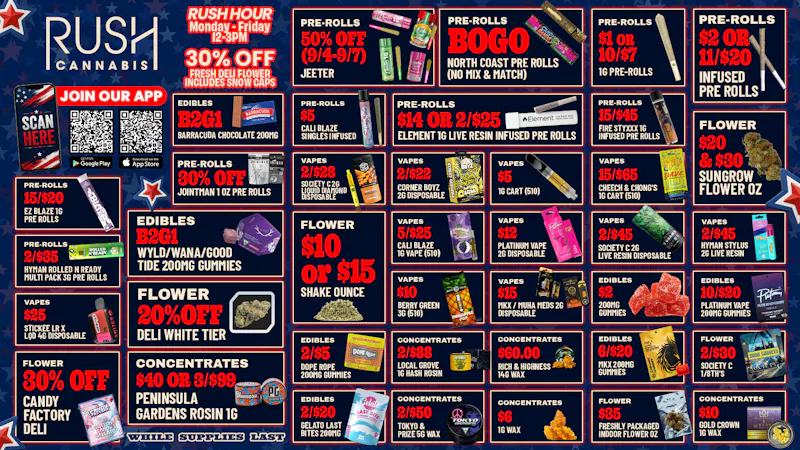 Rush Cannabis - Oxford Rush Weekly Deals: Labor Day Savings Are Live Now!