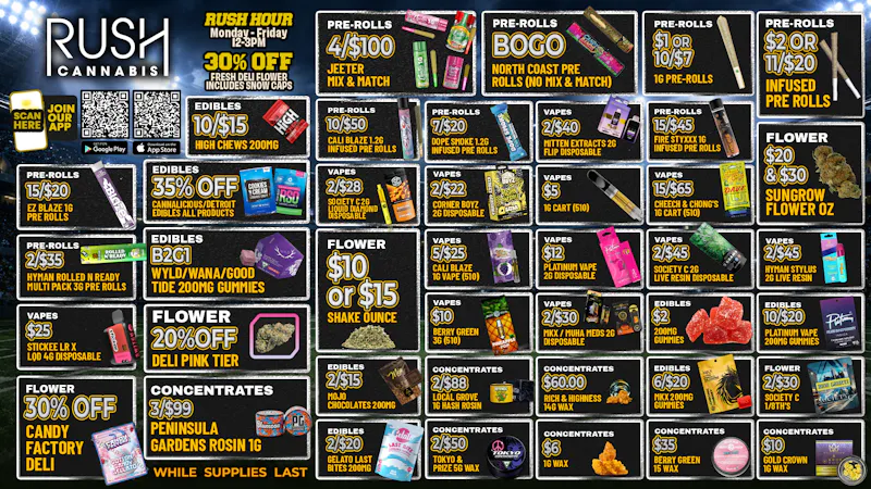Rush Cannabis - Saline Rush Weekly Deals: Big Savings While Supplies Last