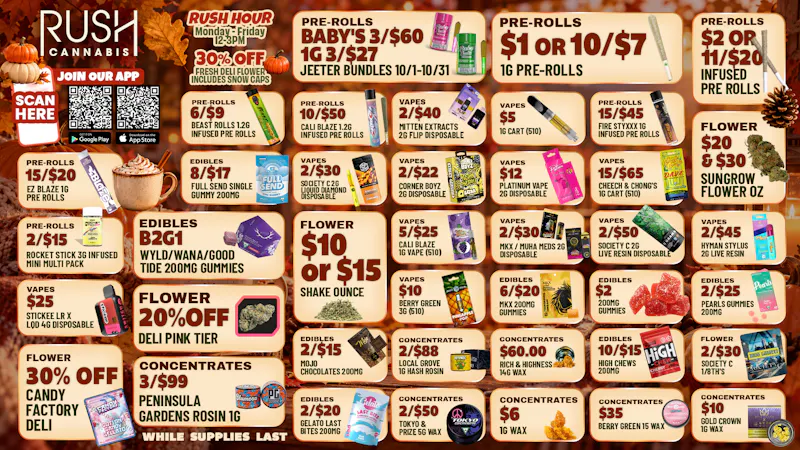 Rush Cannabis - Saline Rush Weekly Deals: Fresh Fall Savings All Week Now