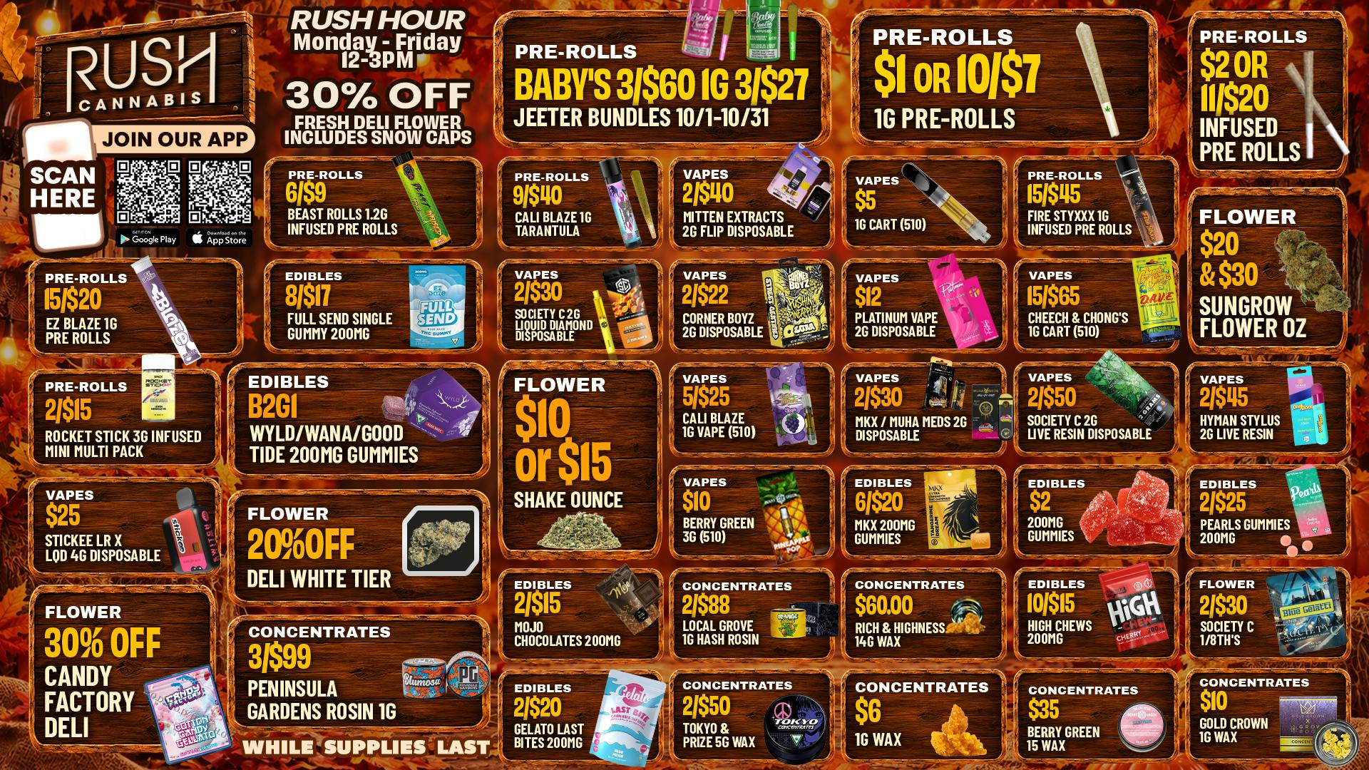 Rush Cannabis - Saline Rush Weekly Deals: App, Rush Hour and Fall Savings