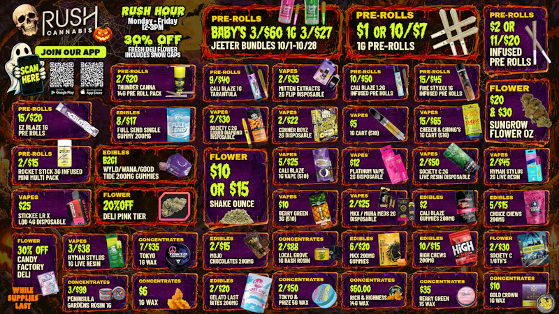 Rush Cannabis - Saline Rush Halloween Deals: Treats, No Tricks, Just Wins