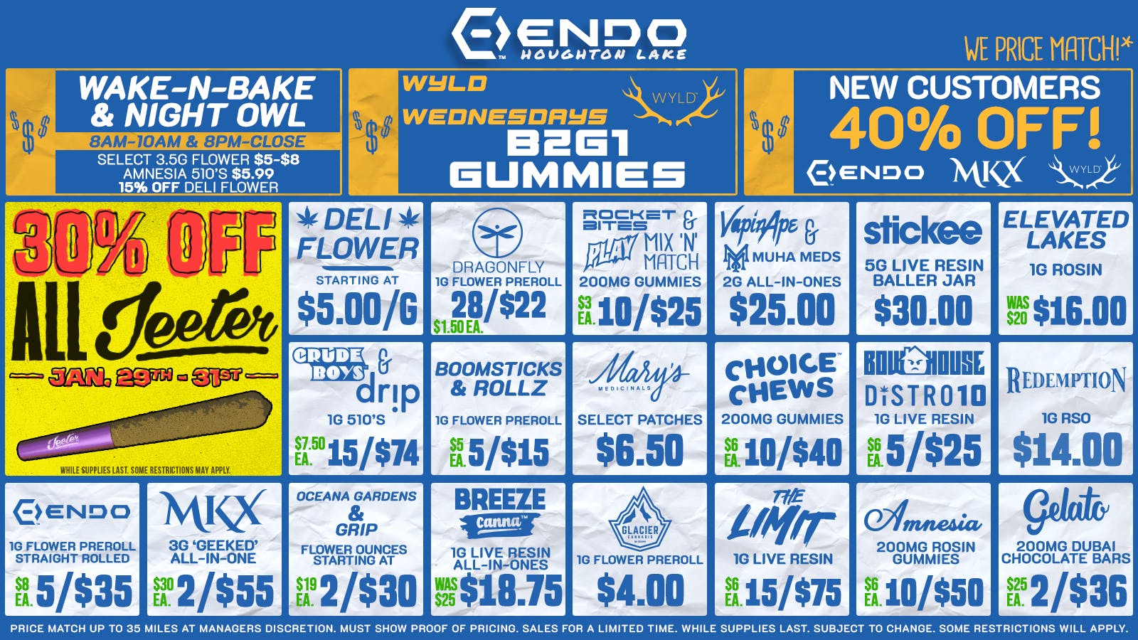 EndoVibe - Houghton Lake - DRIVE THRU OPEN 30% OFF JEETER @ ENDO THRU JAN. 31