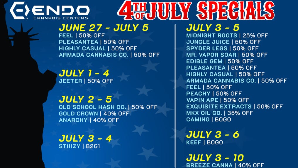EndoVibe 4th of July Specials @ ENDO ADRIAN!