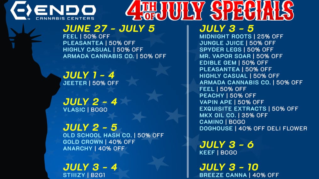 EndoVibe 4th of July Specials @ ENDO ADRIAN!