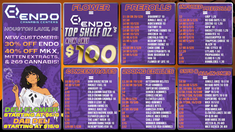 ENDO VIBE CANNABIS CENTERS - HOUGHTON LAKE - DRIVE THRU OPEN SCARY GOOD DEALS @ ENDO VIBE HOUGHTON LAKE!