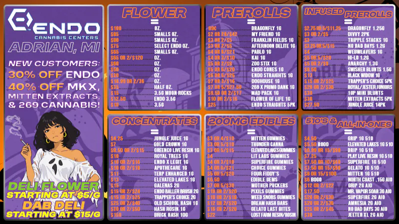 ENDO VIBE CANNABIS CENTERS - ADRIAN SCARY GOOD DEALS @ ENDO VIBE ADRIAN!