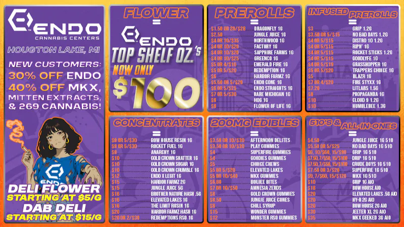 ENDO VIBE CANNABIS CENTERS - HOUGHTON LAKE - DRIVE THRU OPEN Frightfully Good Deals @ Endo Houghton Lake!