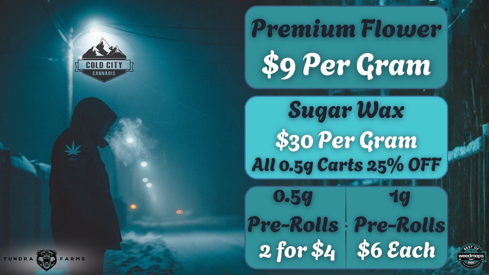 Cold City Cannabis - Anchorage Premium Flower $9 Grams!! 0.5g Pre-Rolls 2 for $4!