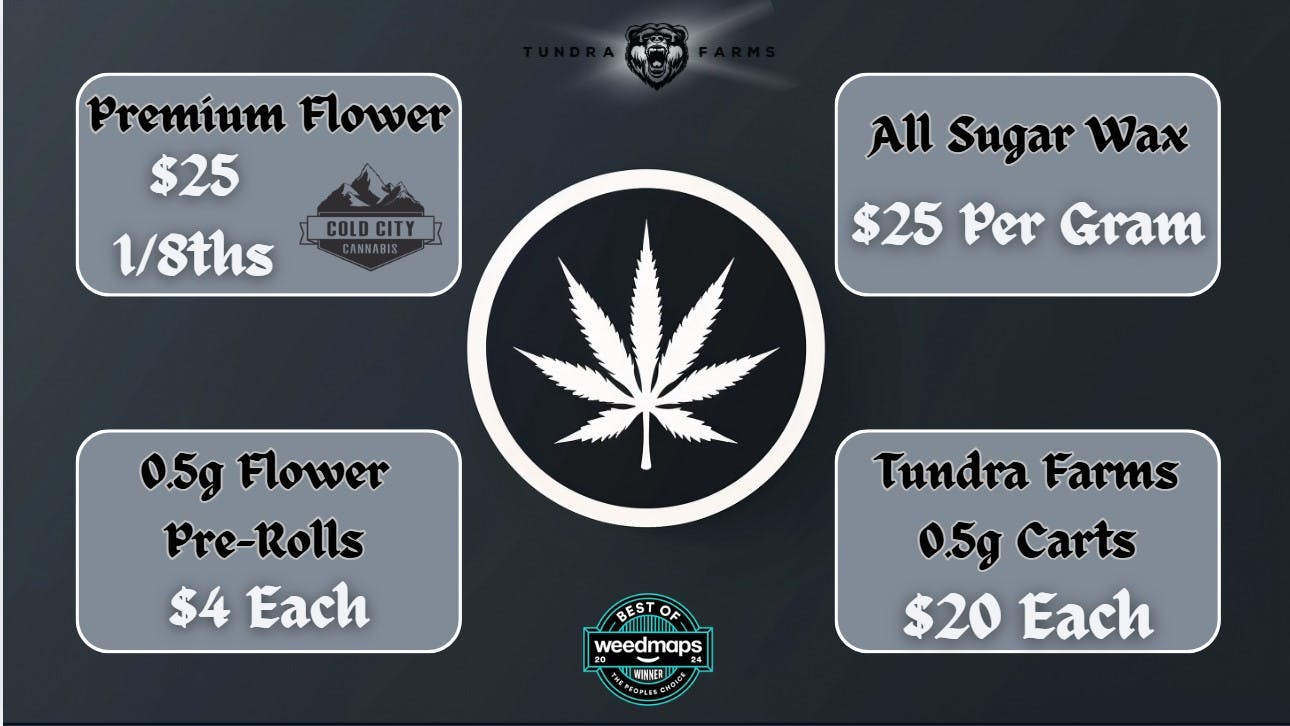 Cold City Cannabis - Anchorage PREMIUM FLOWER $25 1/8ths! - 0.5g Carts $20 Each!